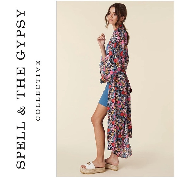 Spell Other - Nwt Spell & The Gypsy X Revolve Last Drinks Floral Maxi Robe M/L